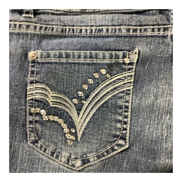 Girls Denim Bermuda Shorts Size 16 1/2 Rhinestone Detail Elastic Waist Band - Picture 13 of 13